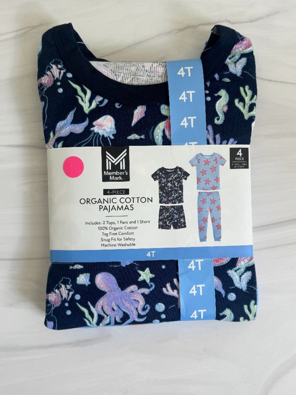 NWT Member's Mark 4-Piece Organic Cotton Pajamas (4T)